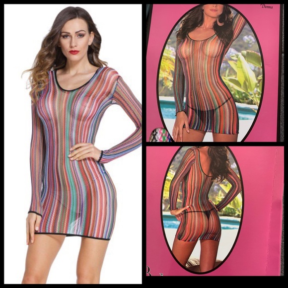 Intimates Sleepwear Sexy Striped Fishnet Chemise Lingerie Poshmark